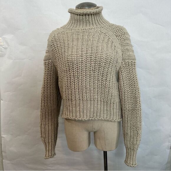 H&M High Neck Crop Chunky Knit Sweater 182 - Picture 1 of 2